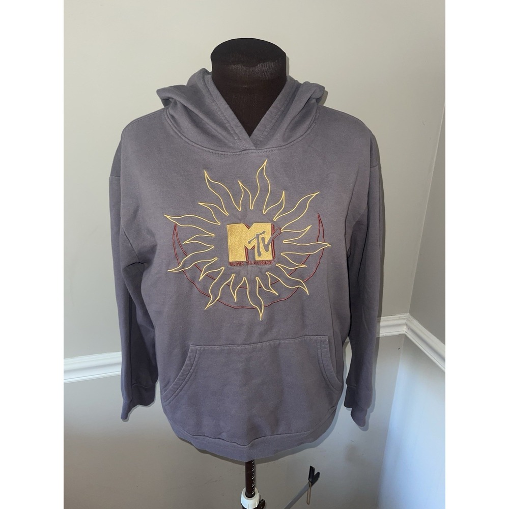 MTV Embroidered Hooded Sweatshirt Sun Womens Sz M